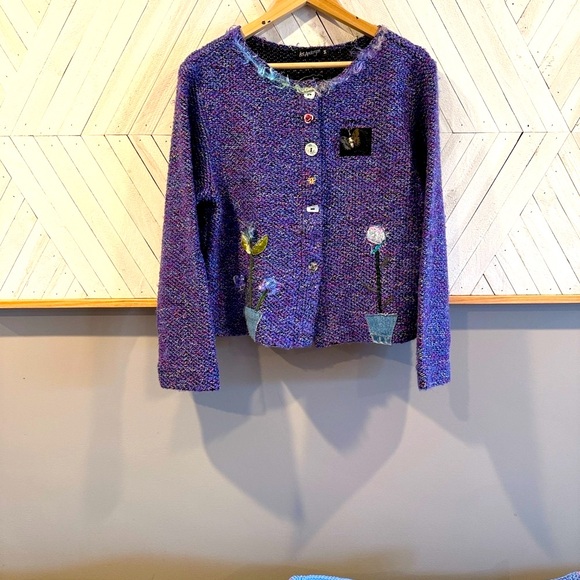 Purple Women's Cardigan Sweater - Picture 2 of 4